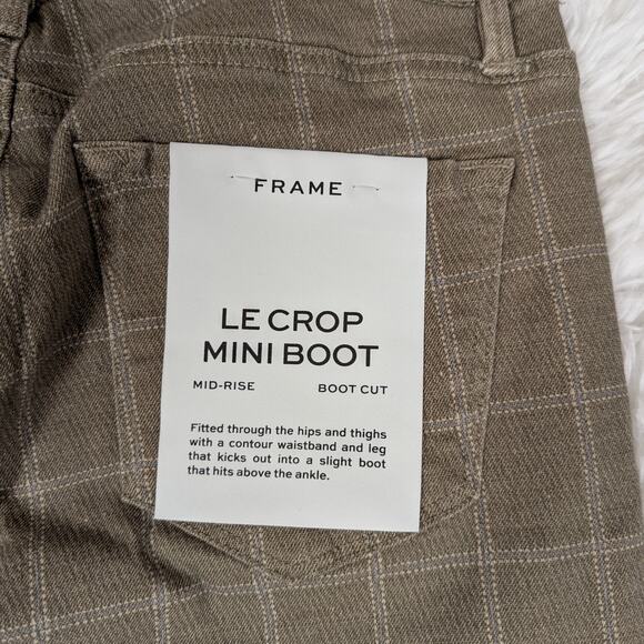 Frame Le Crop Mini Boot Cut Mid-Rise Jeans Skyblue Plaid and Khaki Size 29 - Picture 6 of 11
